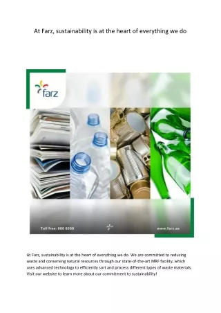 At Farz, sustainability is at the heart of everything we do