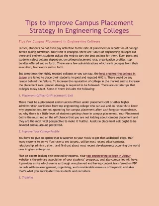 tips to improve campus placement strategy