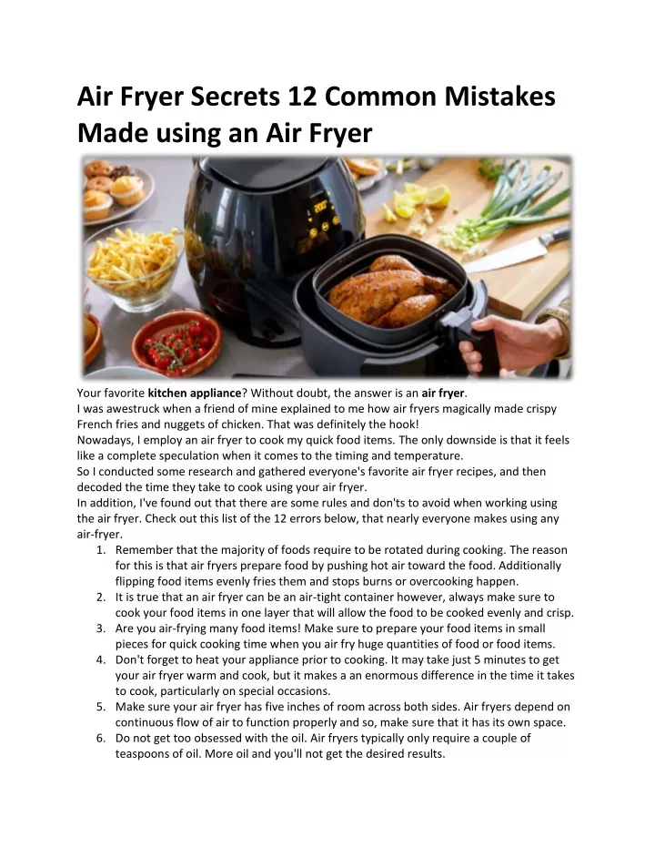 air fryer secrets 12 common mistakes made using