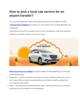 How to pick a local cab service for an airport transfer
