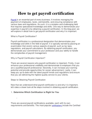 how to get payroll certification