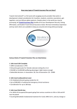 how many types of trawick insurance plan are there