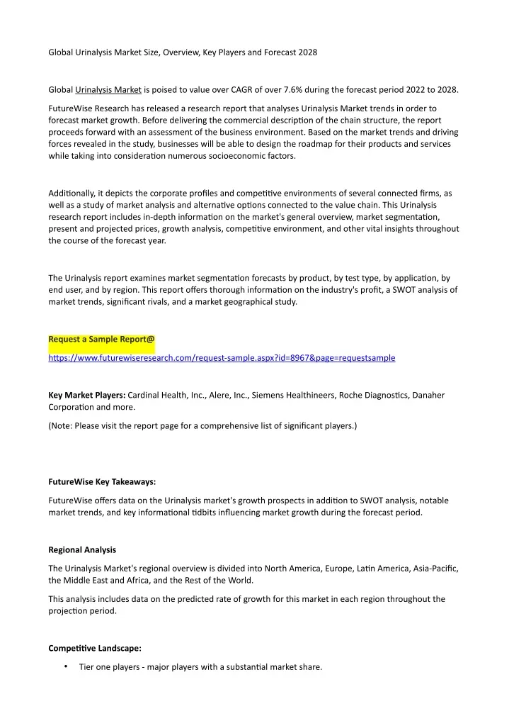 global urinalysis market size overview