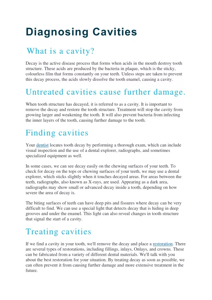diagnosing cavities