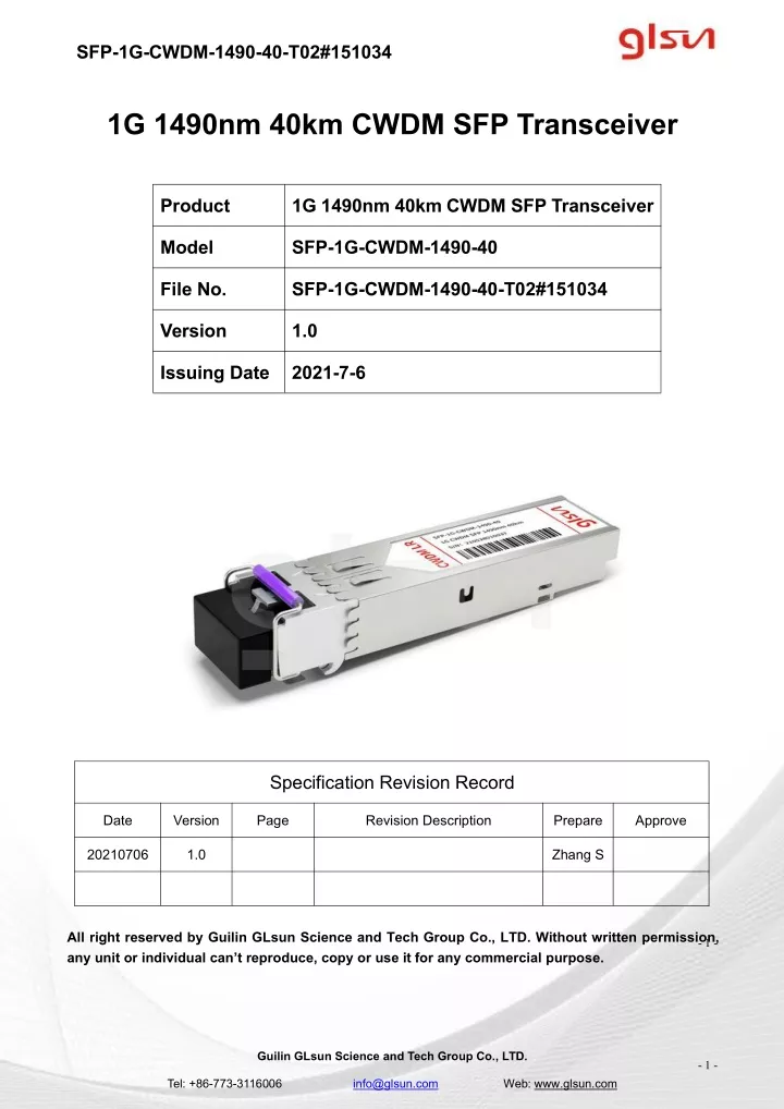 sfp 1g cwdm 1490 40 t02 151034