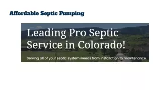 Affordable Septic Pumping in Colorado
