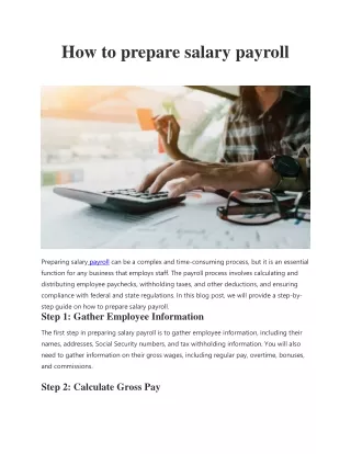 how to prepare salary payroll