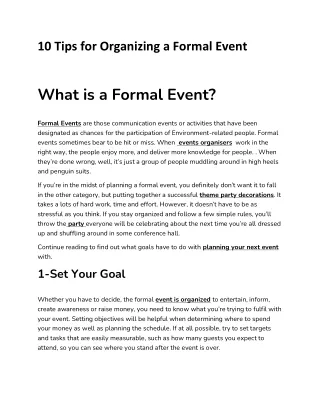 10 tips for organizing a formal event