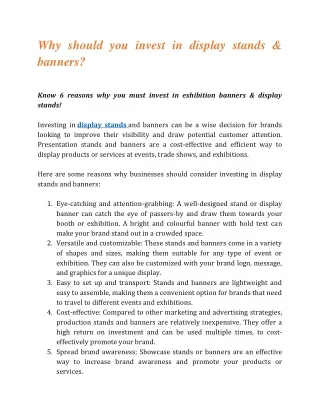 Why should you invest in display stands & banners