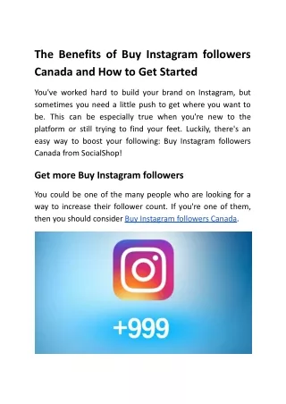 The Benefits of Buy Instagram followers Canada and How to Get Started
