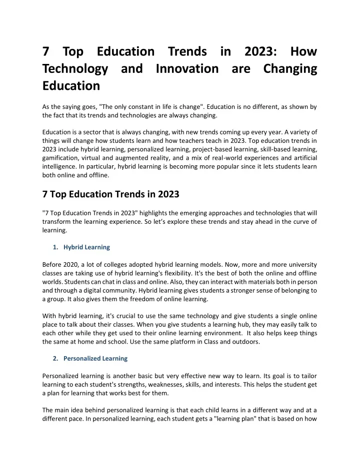 7 top education trends in 2023 how technology