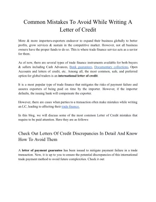 Common Mistakes To Avoid While Writing A Letter of Credit
