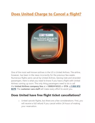Does United Charge to Cancel a flight