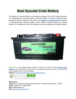 Best Hyundai Creta Battery