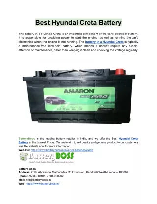 best hyundai creta battery