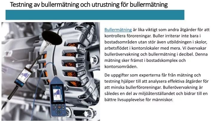 testning av bullerm tning och utrustning f r bullerm tning