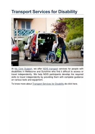 Transport Services for Disability