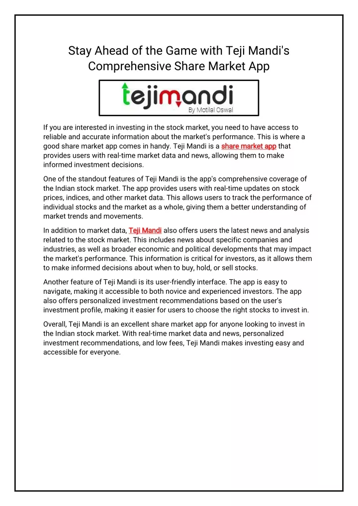 stay ahead of the game with teji mandi