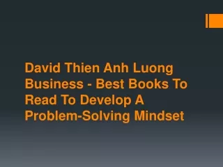 David Thien Anh Luong Business - Best Books To Read To Develop A Problem-Solving Mindset
