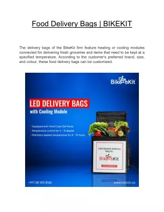 Food Delivery Bags  | BIKEKIT