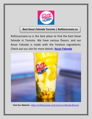 Best Kesar Falooda Toronto | Rollzicecream.ca