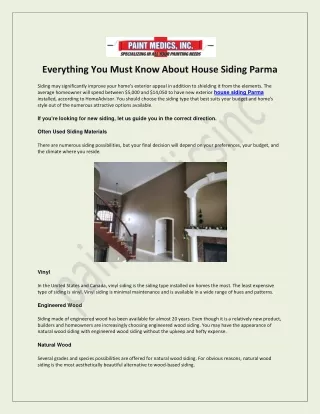 Things to Know About House Siding Parma - Customize Your Home