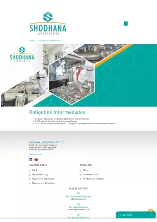 Rotigotine intermediates Manufacturers | Shodhana