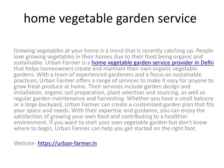 home vegetable garden service