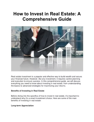 how to invest in real estate a comprehensive guide