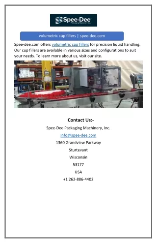 volumetric cup fillers spee dee com