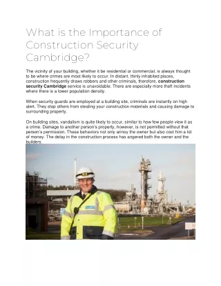 What is the Importance of Construction Security Cambridge