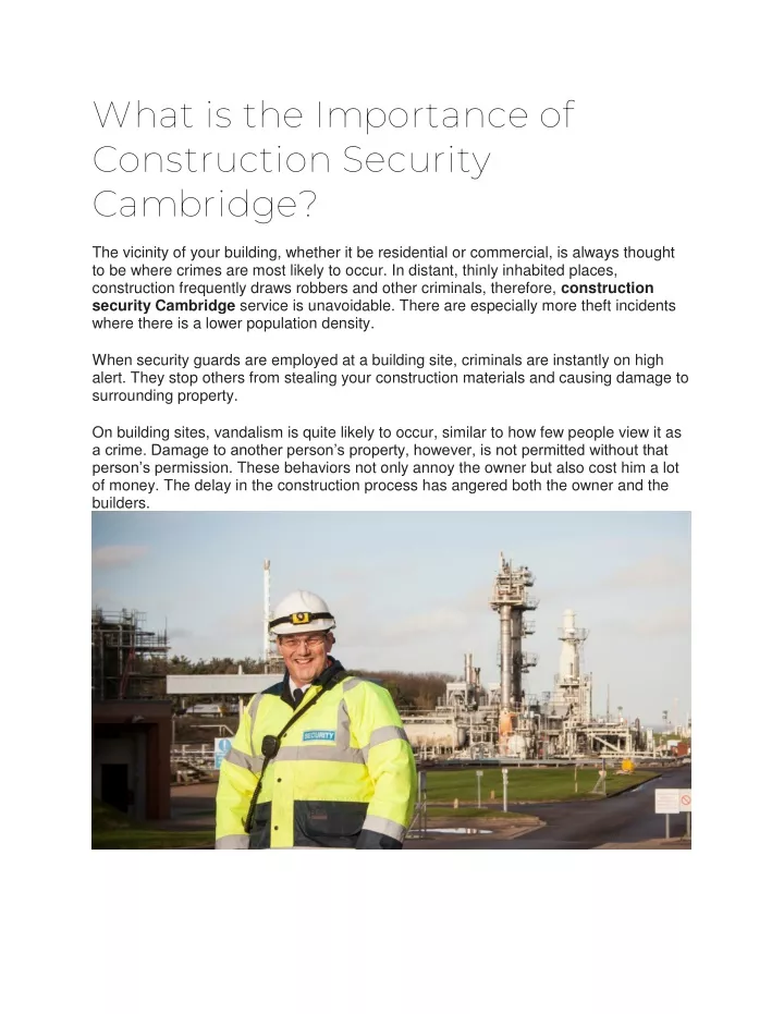 what is the importance of construction security
