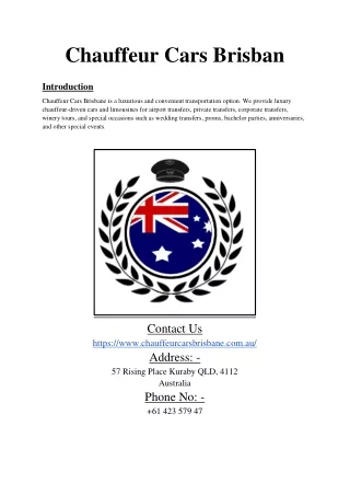 PDF - How to Choose the Right Limousine Service in Brisbane for Your Needs