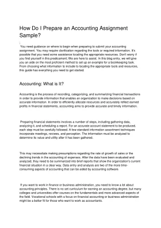 How Do I Prepare an Accounting Assignment Sample