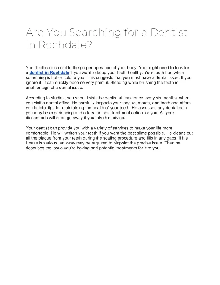 are you searching for a dentist in rochdale