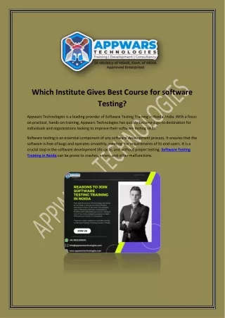 Which Institute Gives Best Course for software Testing