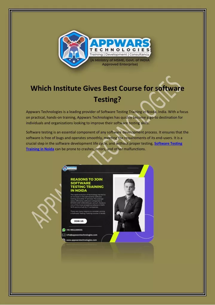 which institute gives best course for software