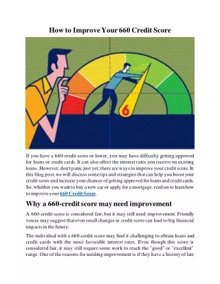 How to Improve Your 660 Credit Score