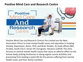 Positive Mind Care and Research Centre