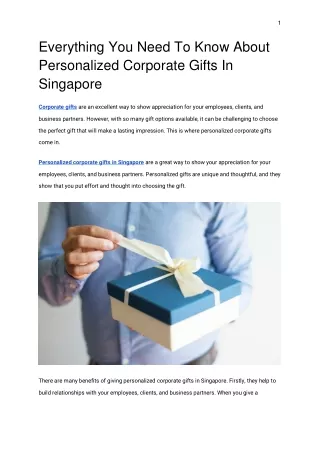 Everything You Need To Know About Personalized Corporate Gifts In Singapore
