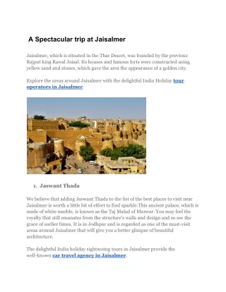 A spectacular trip at Jaisalmer