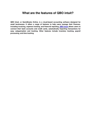 what are the features of qbo intuit