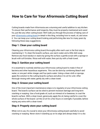 How to Care for Your Afrormosia Cutting Board