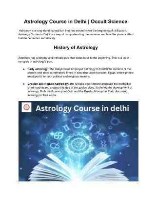 astrology course in delhi occult science