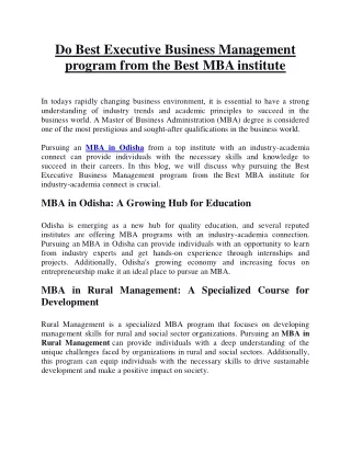 do best executive business management program