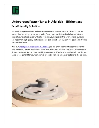 Discover the Benefits of Installing Underground Water Tanks in Adelaide