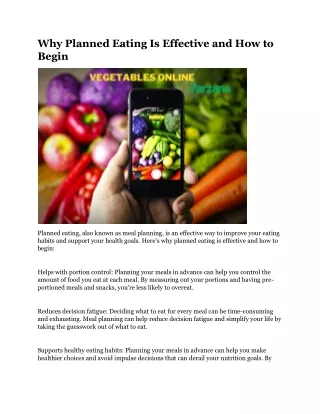 why planned eating is effective and how to begin
