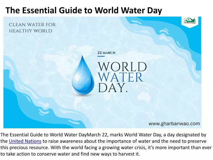 the essential guide to world water day