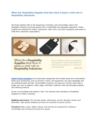 What Are Hospitality Supplies And How does it plays a vital role in Hospitality Industries