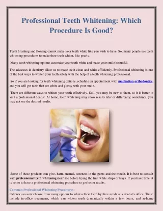 Professional Teeth Whitening: Which Procedure Is Good?